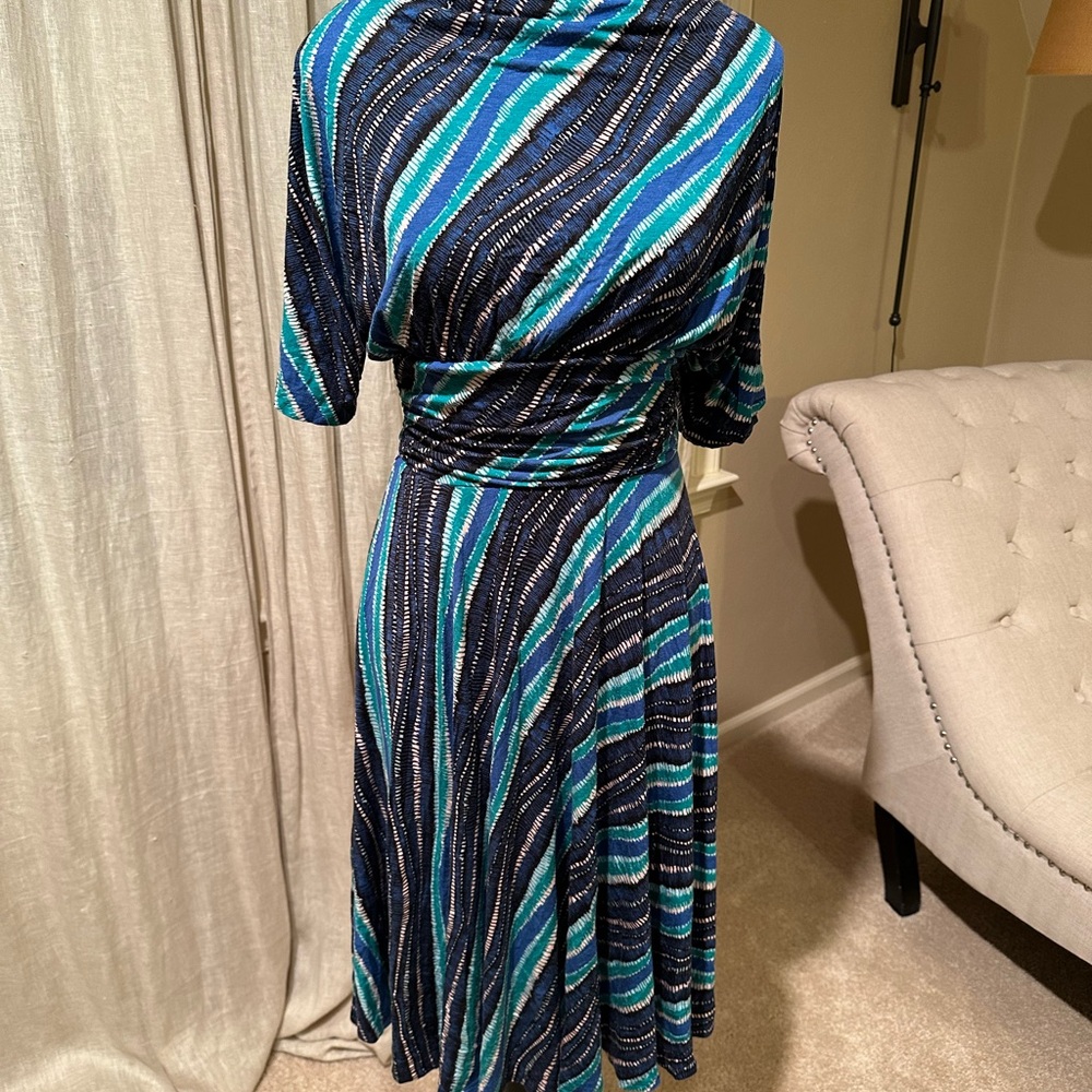 Elegant Blue and Green anthropology Striped Dress size S